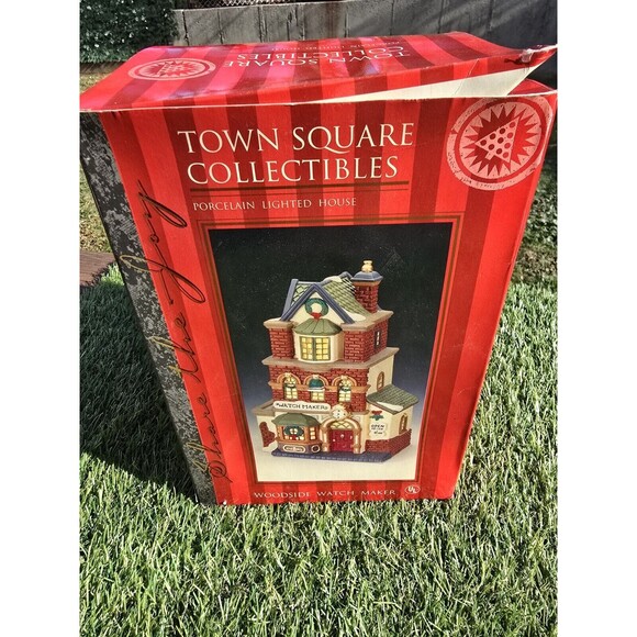 Vtg Town Square Collectibles WOODSIDE WATCH MAKER Christmas Village New In Box - Picture 9 of 10